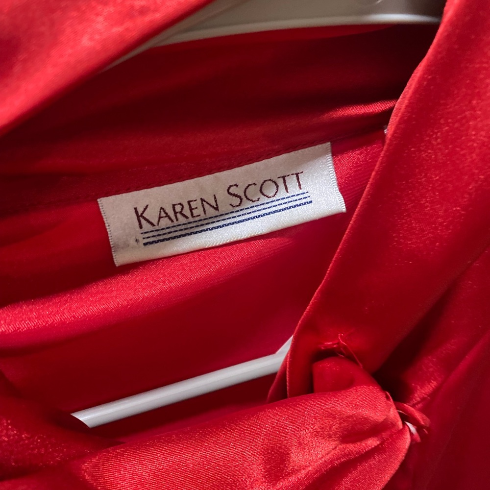 Ruby Red Mock Neck Pleated Blouse - image 3